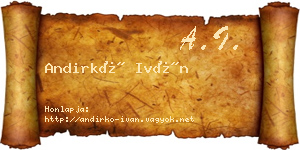Andirkó Iván névjegykártya